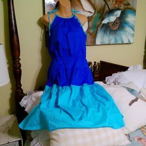 LONDON TIMES BLUE DRESS SIZE MED LONG PEASANT DRESS